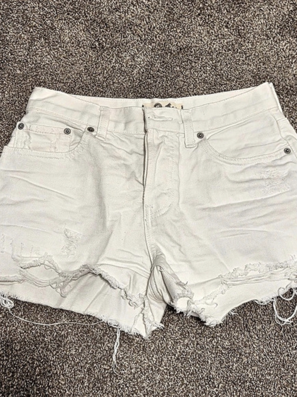We The Free Distressed Denim Jean Shorts in White Size 26